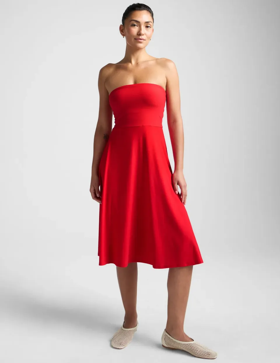 Beyond Yoga Featherweight Strapless klänning Candy Apple Red bh