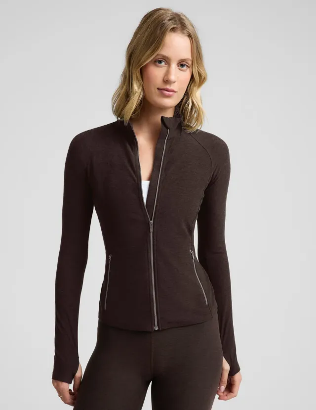 Beyond Yoga Spacedye High Definition Long Jacket jacka brun stretch