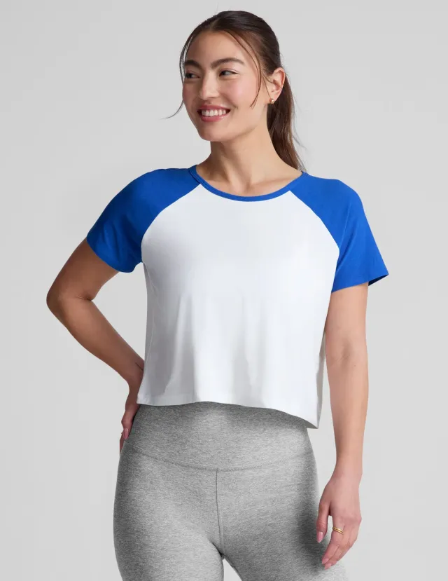 Beyond Yoga Featherweight Colorblock Tee t-shirt cloud white court blue