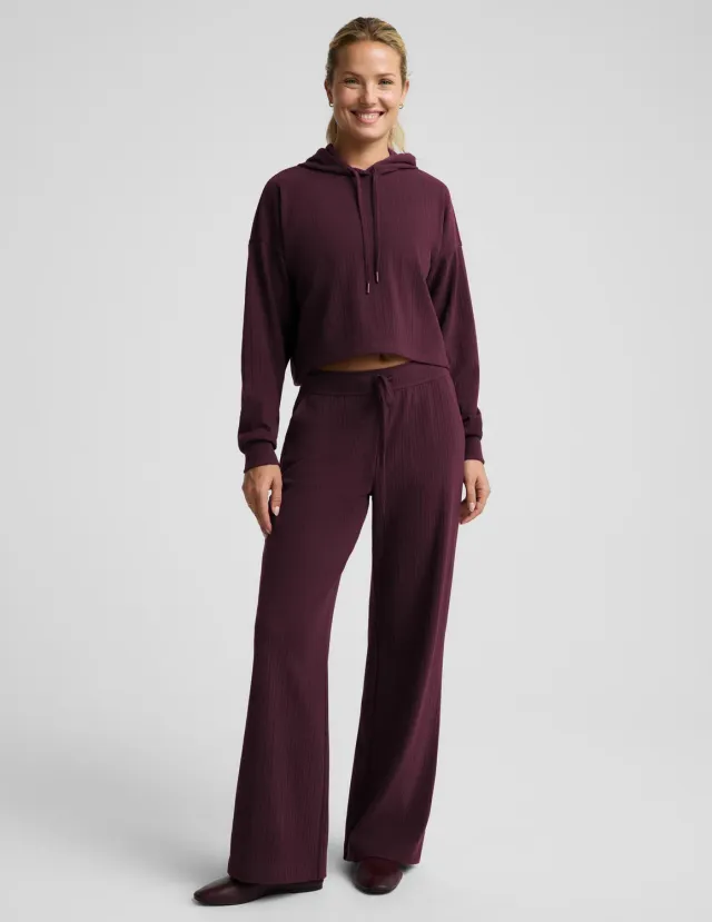 Beyond Yoga Breathe Easy Ribbed vida byxor Cabernet fickor