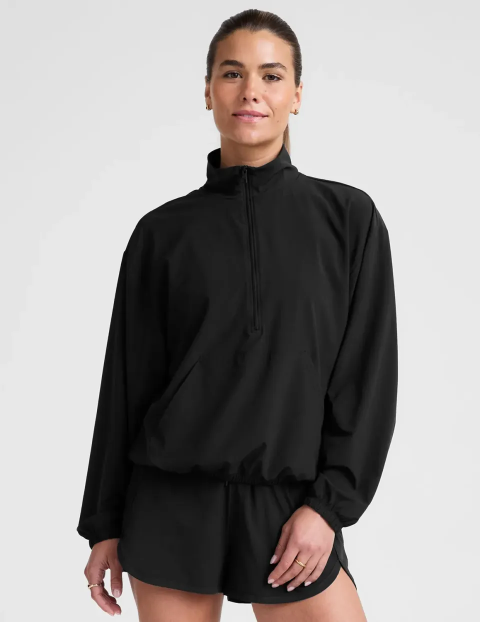 Beyond Yoga Stretch Woven In Stride Half Zip träningströja True Black