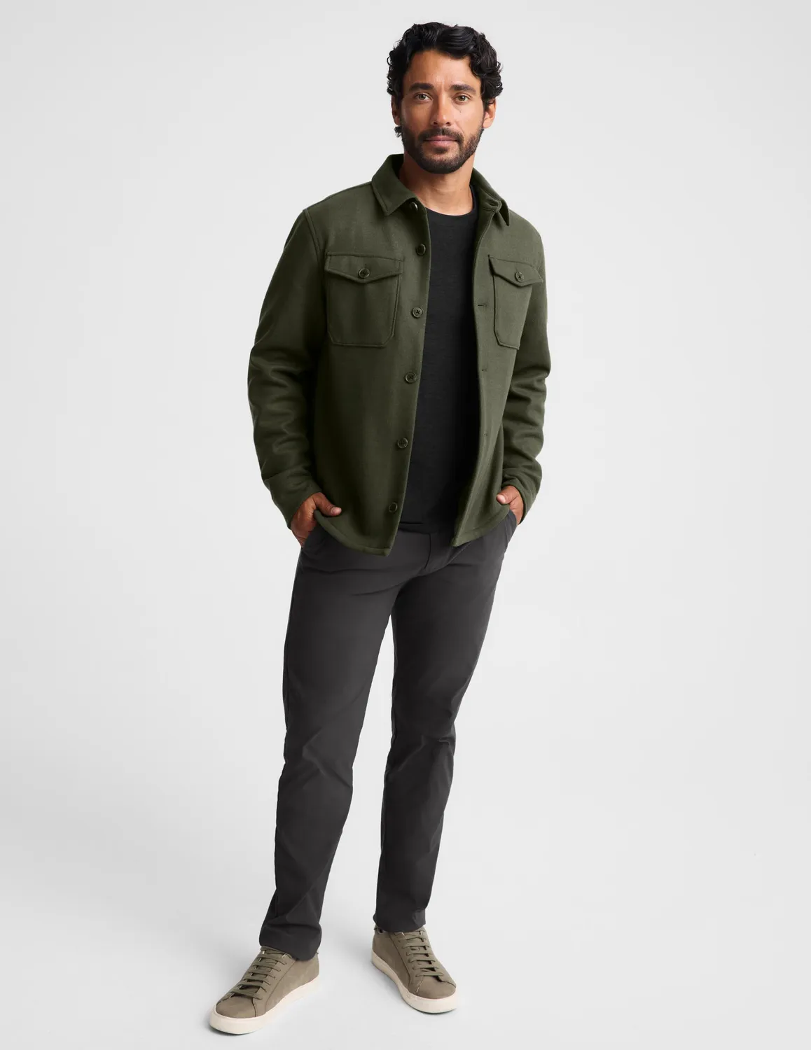 Beyond Yoga Day to Night Wool skjortjacka herr grön XS-2XL ull