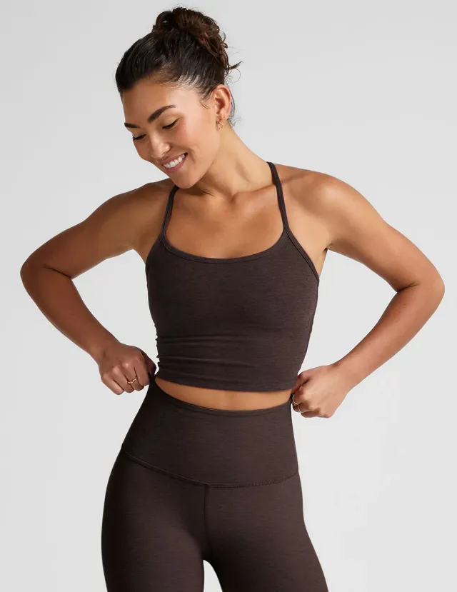 Beyond Yoga Spacedye Slim Racerback Cropped Tank linne Dark Chocolate