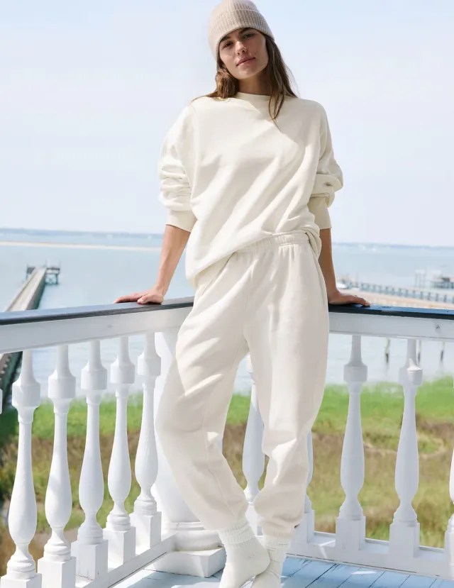 Beyond Yoga LuxeFleece 2.0 Jogger 28" mjukisbyxor Fresh Snow bomull