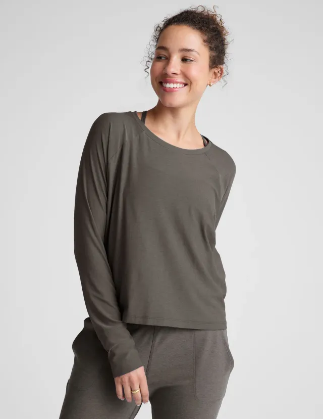 Beyond Yoga Featherweight Daydreamer Pullover tröja True Gray Heather lätt