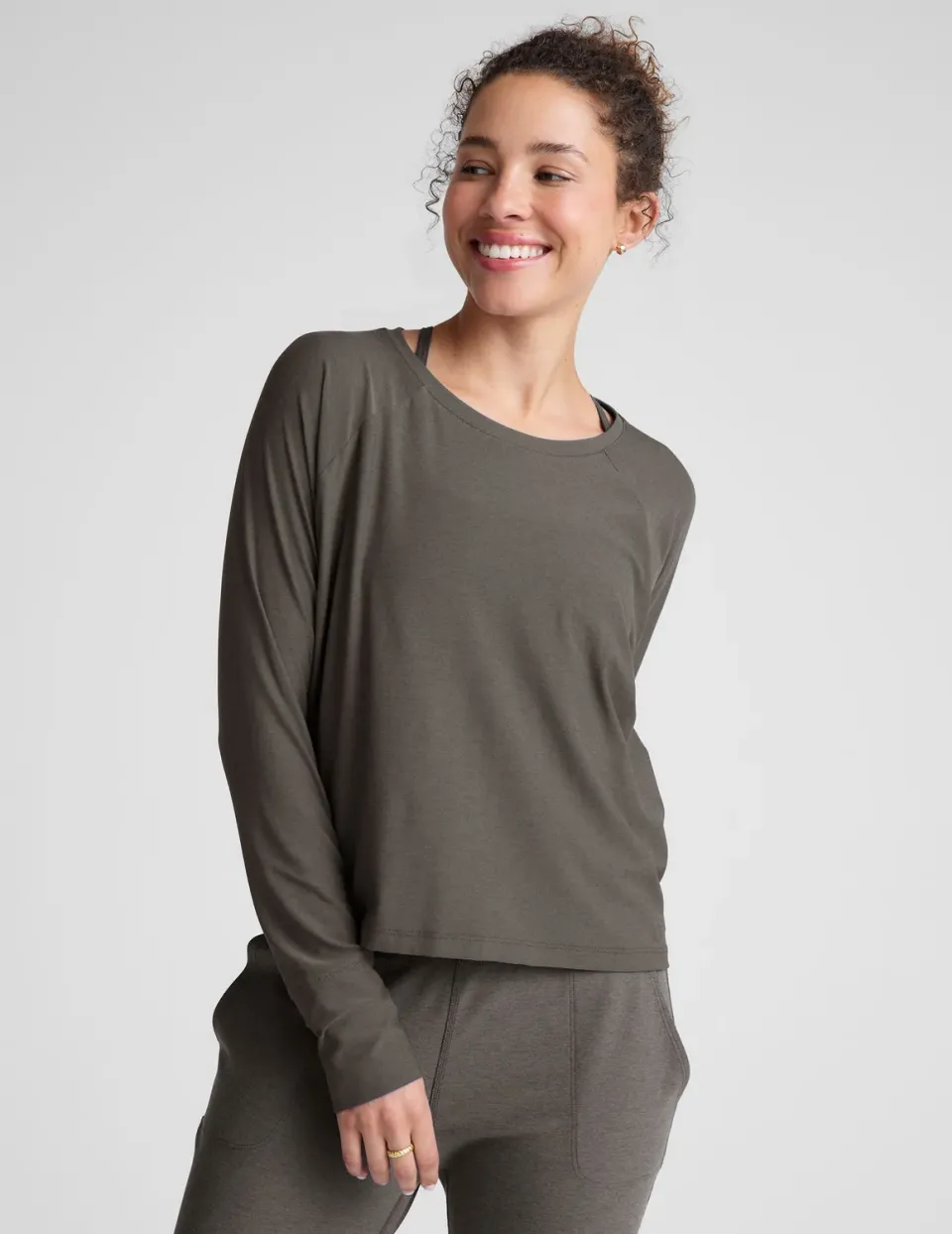 Beyond Yoga Featherweight Daydreamer Pullover tröja True Gray Heather lätt