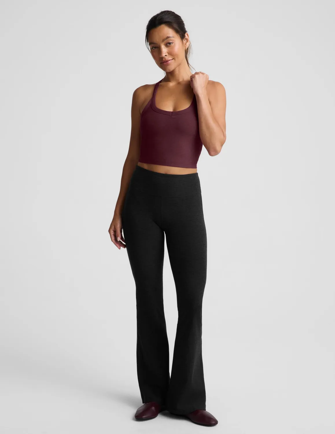 Beyond Yoga Spacedye On The Up Cropped Tank linne Cabernet smidigt