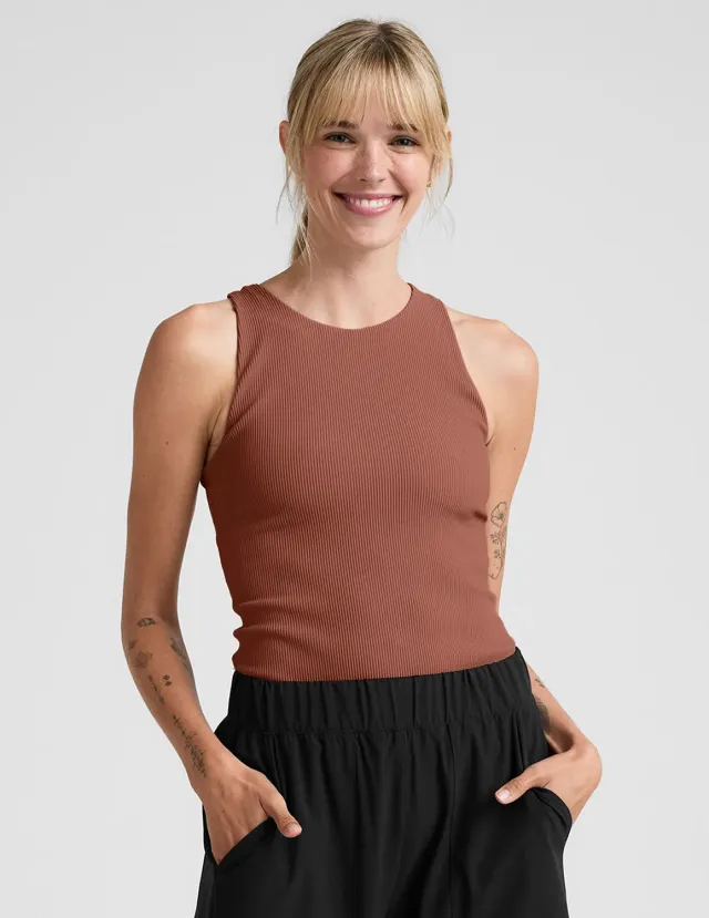 Beyond Yoga Refocus Ribbed Classic Tank linne Opulent Auburn ribb