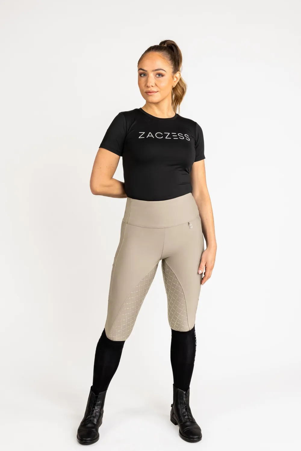 ZacZess Ohio ridleggings pearl ljus med fickor