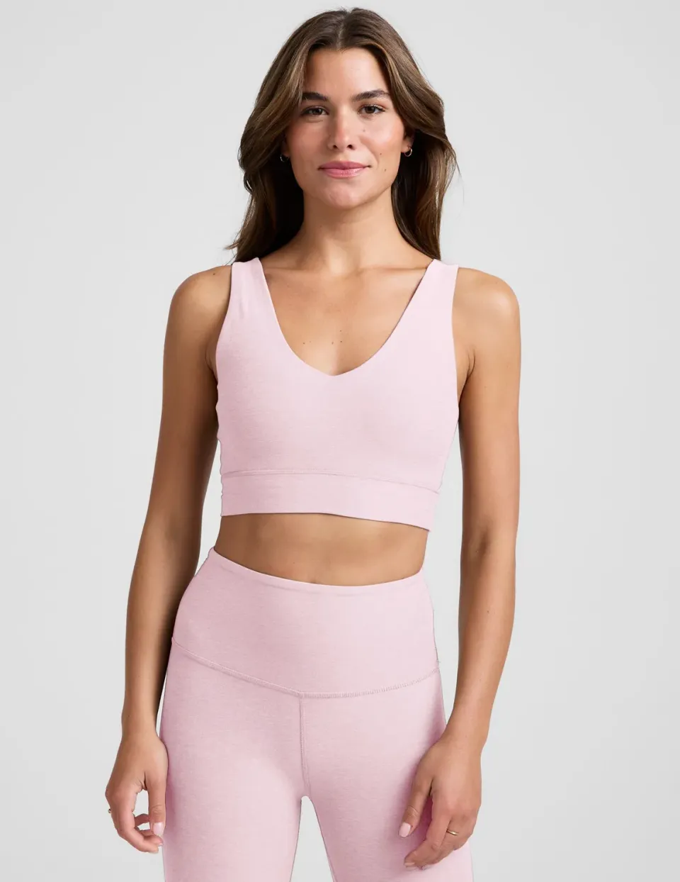Beyond Yoga Spacedye Good Day Long Line sport-bh Frosty Pink Heather mjuk