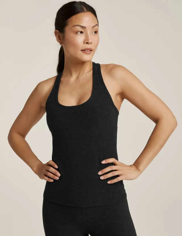 Beyond Yoga Spacedye Step Up Racerback träningstopp darkest night