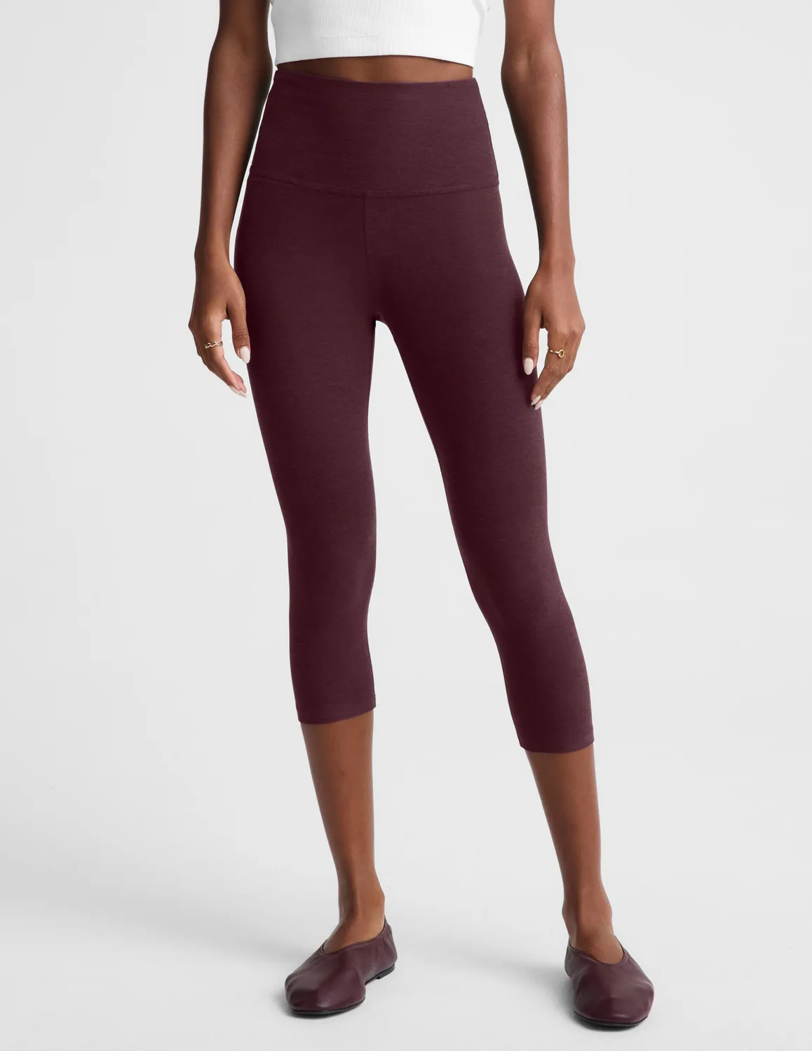 Beyond Yoga Spacedye Walk And Talk caprileggings Cabernet Heather hög midja