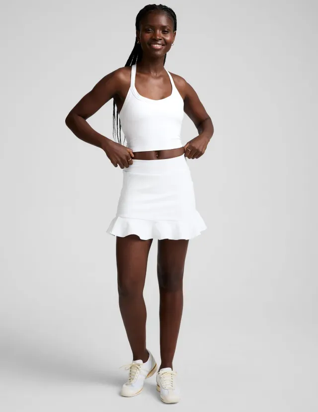 Beyond Yoga Spacedye Dare To Flare tenniskjol vit shorts