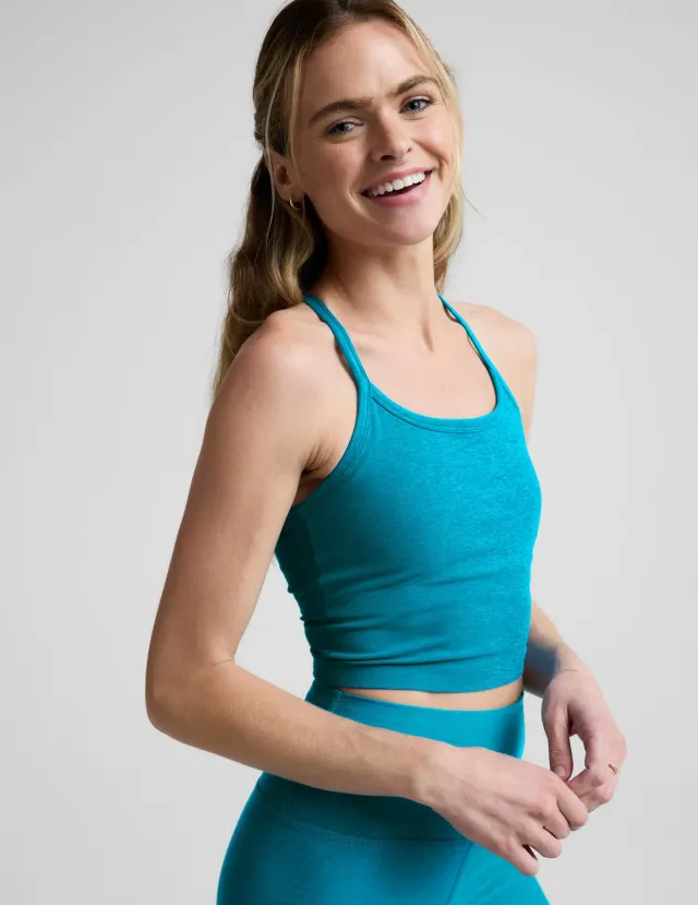 Beyond Yoga Spacedye Slim Racerback Cropped Tank linne Island Blue