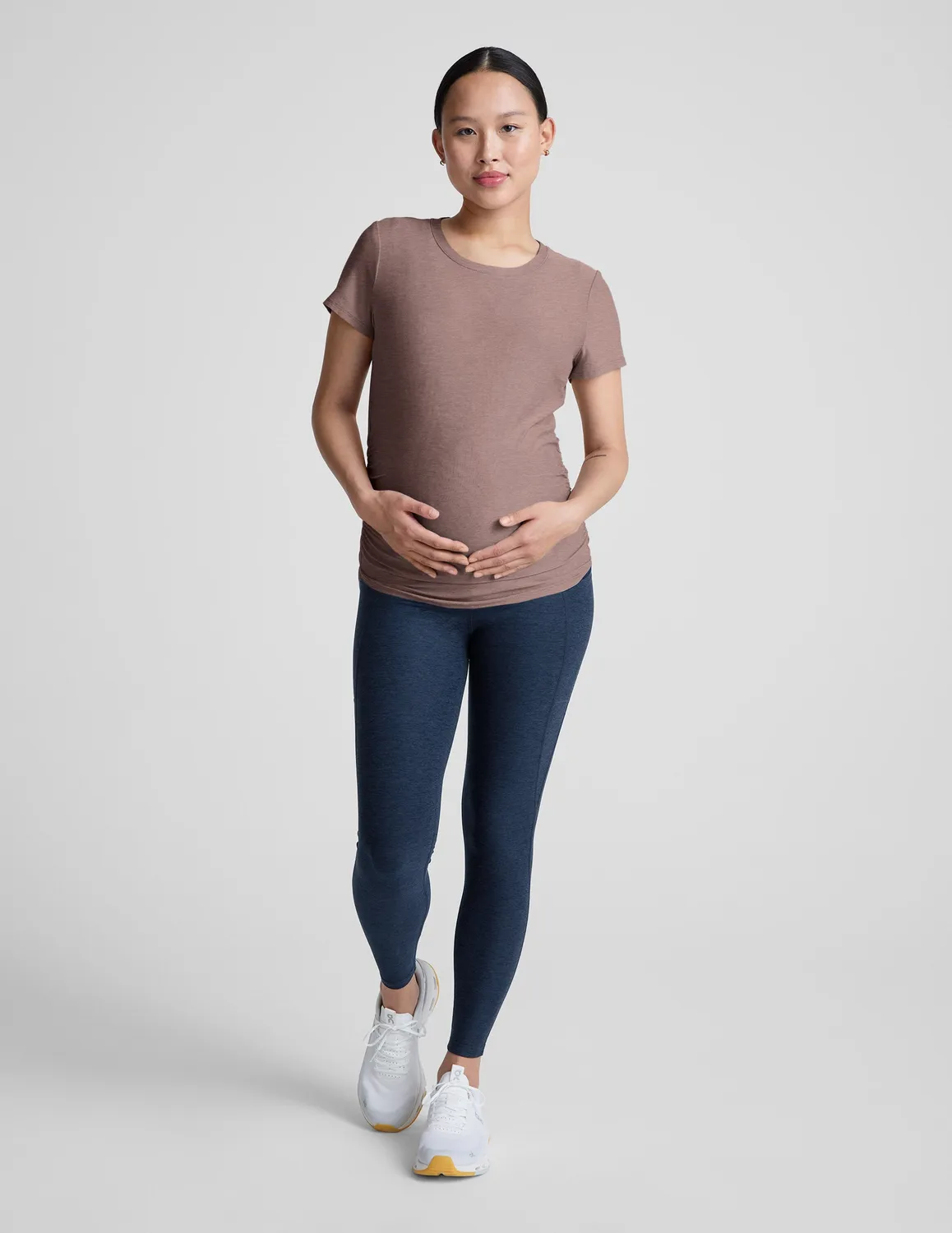 Beyond Yoga Featherweight One & Only Maternity Tee t-shirt Rosey Taupe Heather