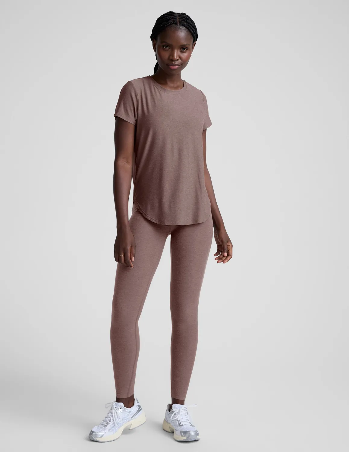 Beyond Yoga Featherweight On The Down Low T-shirt Rosey Taupe Heather neutral