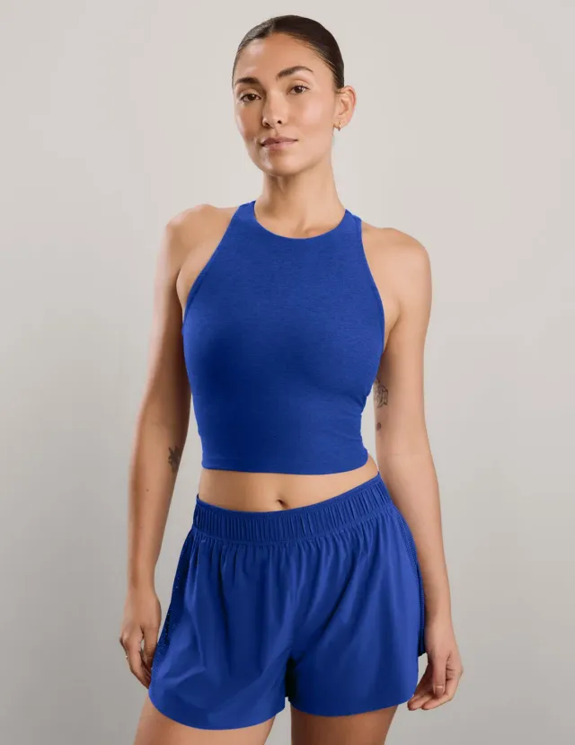 Beyond Yoga Spacedye Refocus Cropped Tank linne Ultra Blue Heather med bh