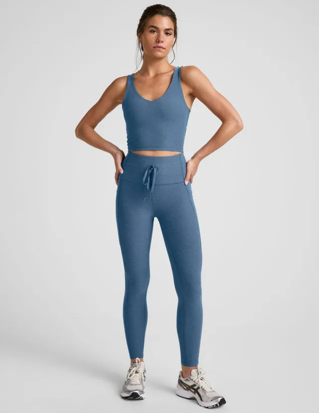 Beyond Yoga Spacedye Go Pocket Midi tights denimblå fickor