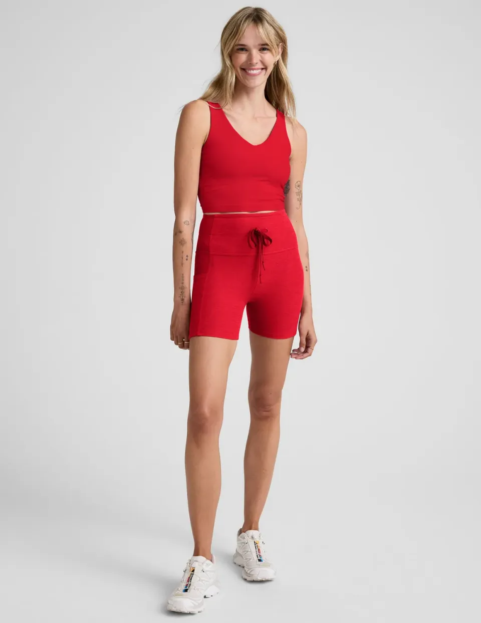 Beyond Yoga Spacedye Go Pocket 5" Short shorts Candy Apple Red fickor