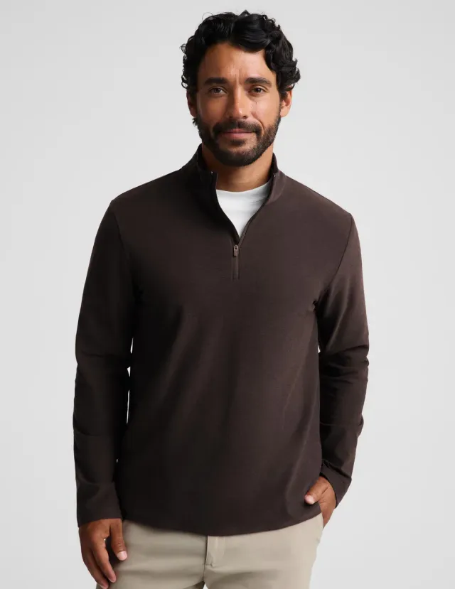 Beyond Yoga Spacedye Terrain quarter zip tröja Dark Chocolate herr