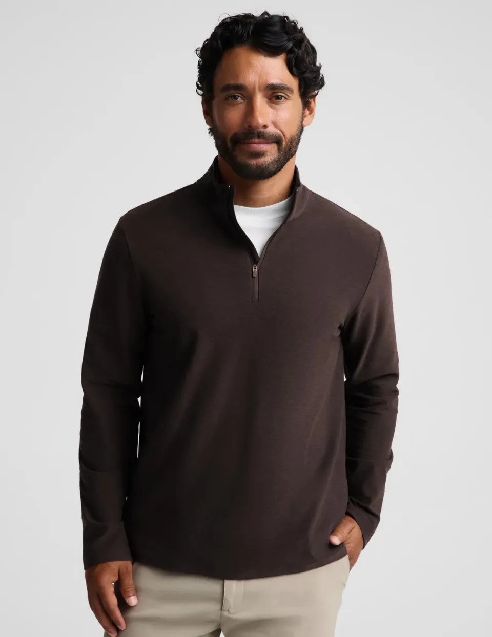 Beyond Yoga Spacedye Terrain quarter zip tröja Dark Chocolate herr