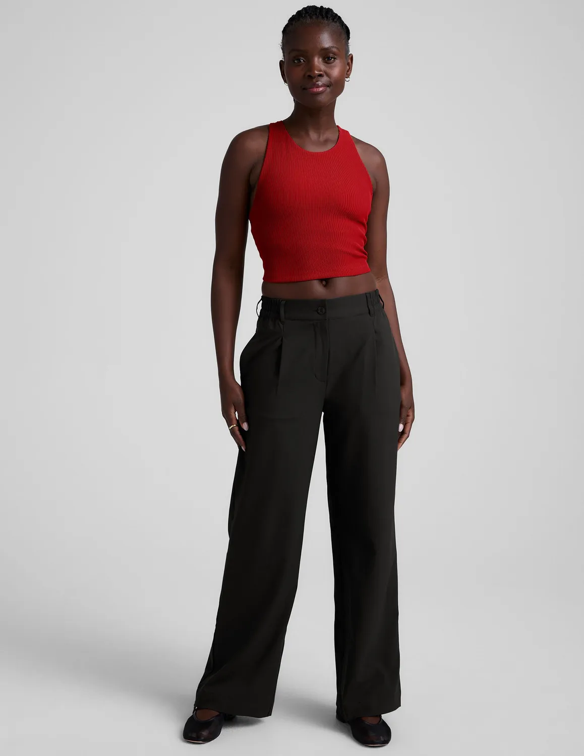 Beyond Yoga Refocus Ribbed Cropped Tank top Holly Red med bh