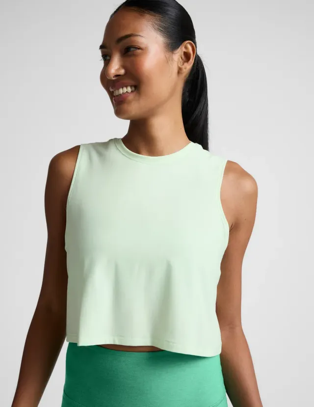 Beyond Yoga Featherweight Minimal Cropped Tank linne Airy Green Heather lös