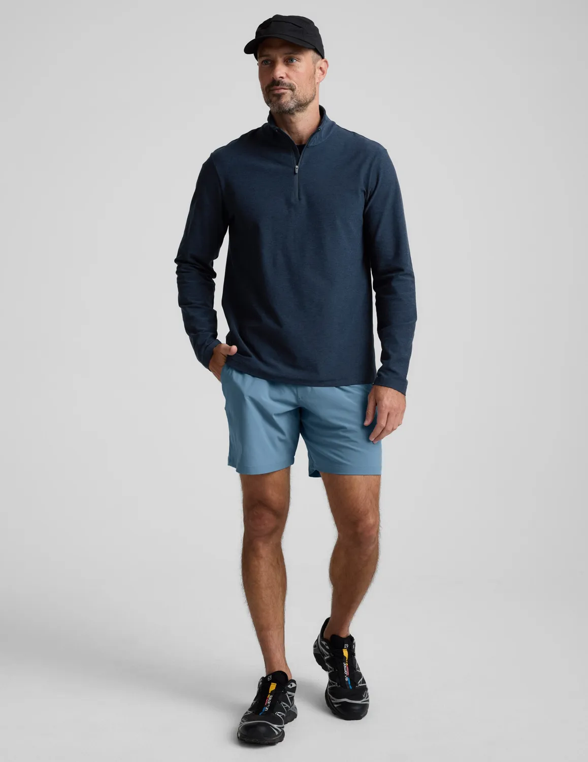 Beyond Yoga Pivotal 2.0 Men's Short 7" träningsshorts Harbor Blue ofodrad