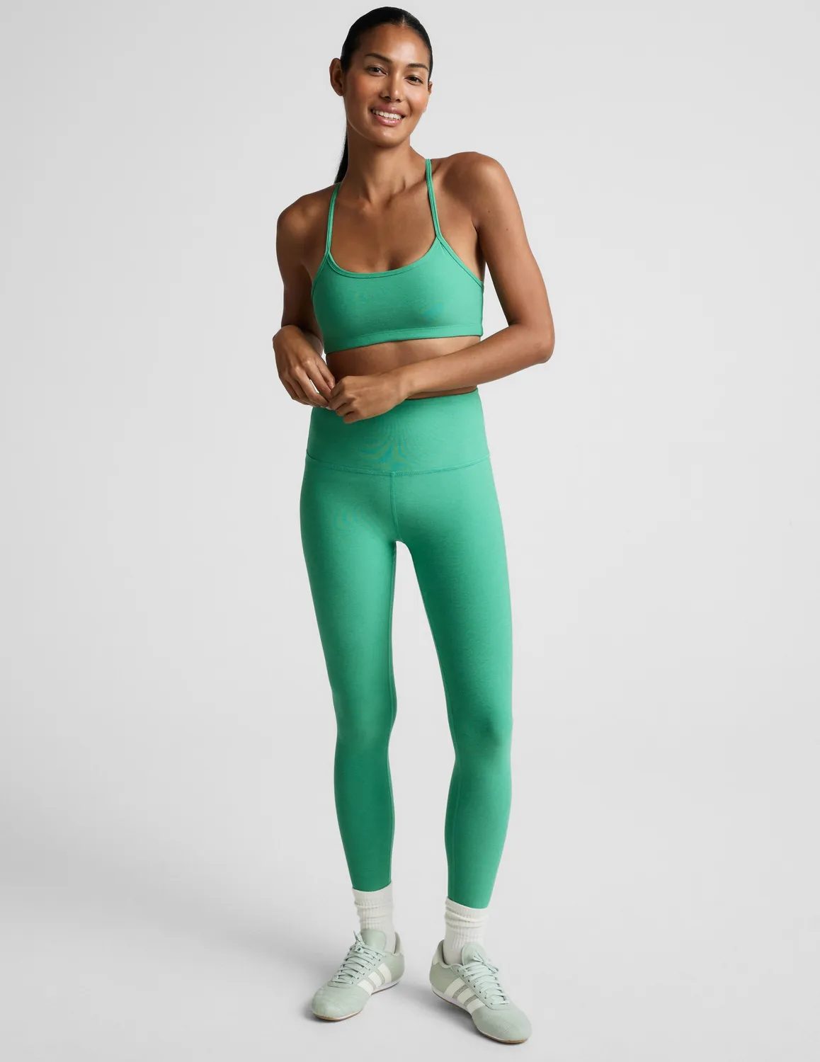 Beyond Yoga Spacedye Slim Racerback sport-bh Bright Emerald Heather mellanstöd