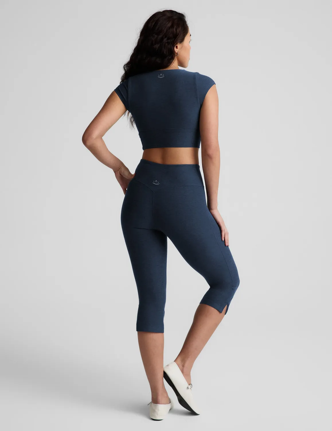 Beyond Yoga Spacedye Mid-Rise Slit Pedal Pusher leggings Nocturnal Navy mörkblå