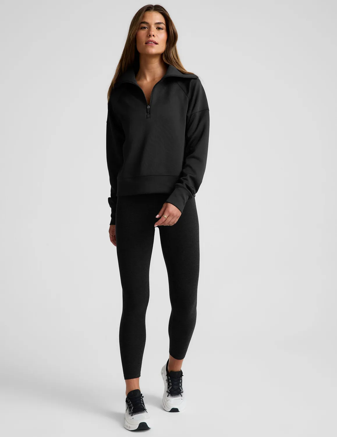 Beyond Yoga In The Flow 1/4 Zip tröja Svart polokrage