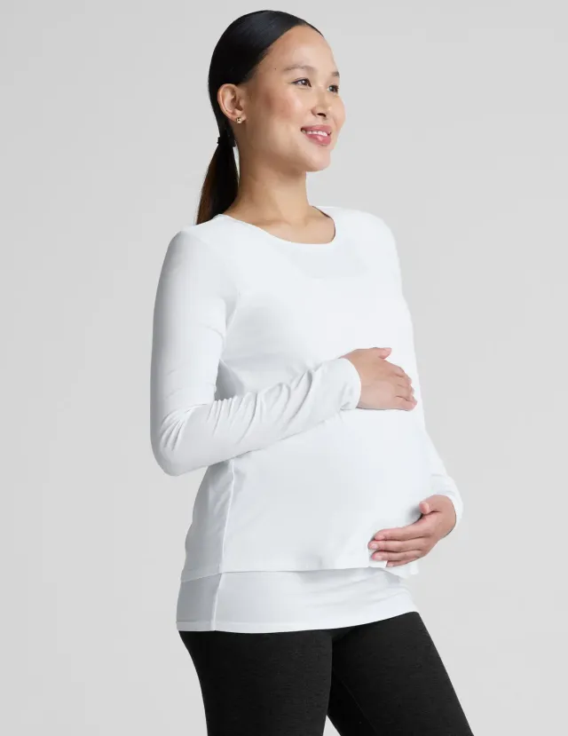 Beyond Yoga Featherweight Under Wraps Nursing Overlap Tee amningstopp vit mjuk