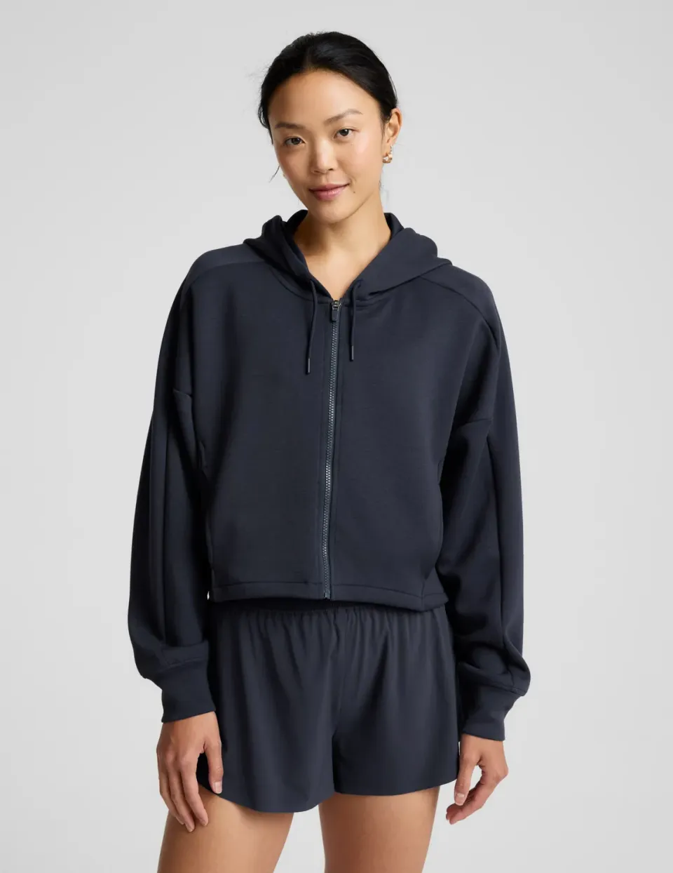 Beyond Yoga SoftSpring Full Zip hoodjacka marinblå boxig