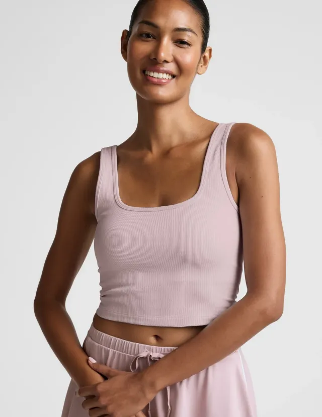 Beyond Yoga Keep It Cool Seamless Cropped Tank linne Blush Blooms kylande
