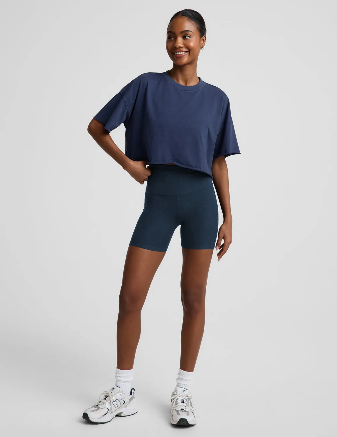 Beyond Yoga SoftKnit Better Than Ever Cropped t-shirt blå bomull