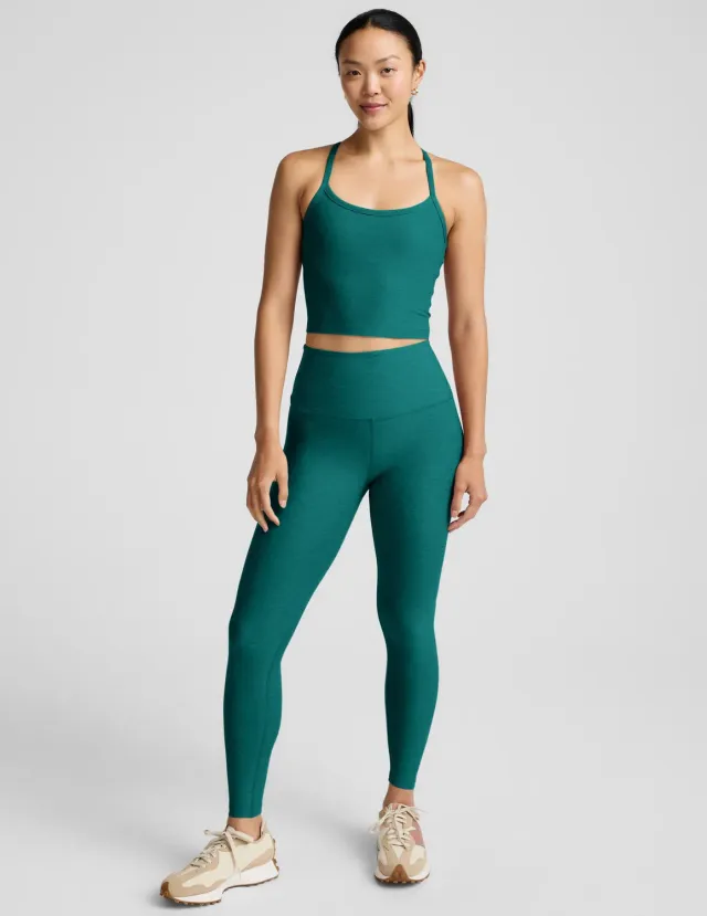 Beyond Yoga Spacedye Caught In The Midi träningstights Teal Sea Heather hög midja