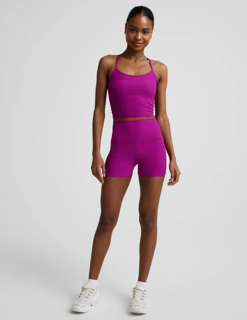 Beyond Yoga Spacedye Keep Pace 3 träningsshorts Berry Bliss hög midja