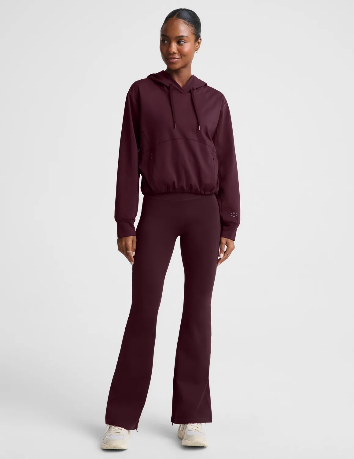 Beyond Yoga Pacer Fleece-Backed Hoodie huvtröja Cabernet borstad